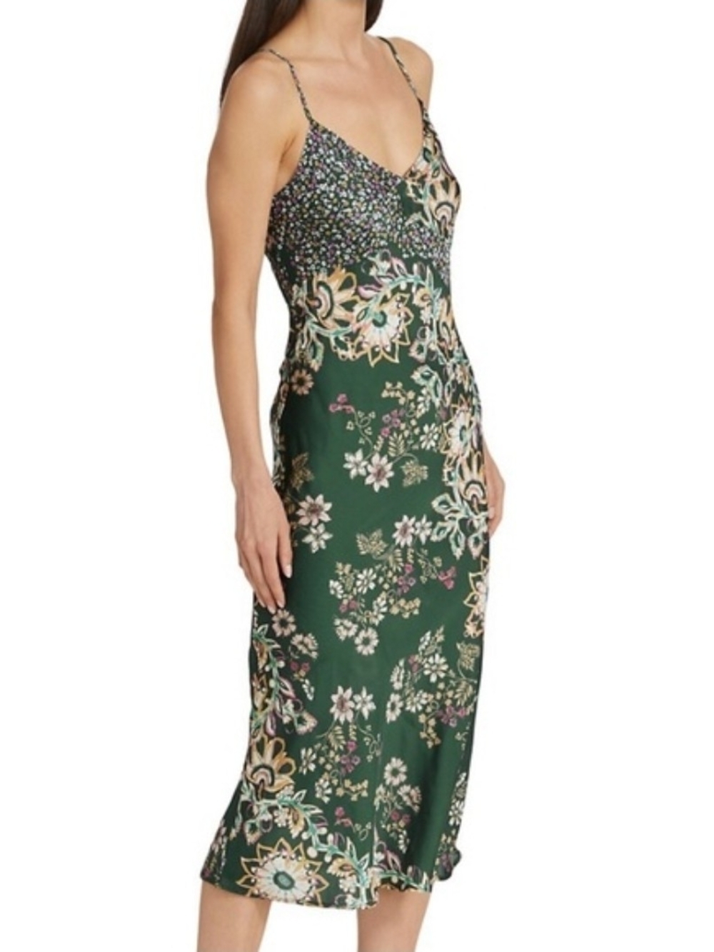 Free People Emerald Green Floral Slip Maxi Dress - Picture 4 of 14